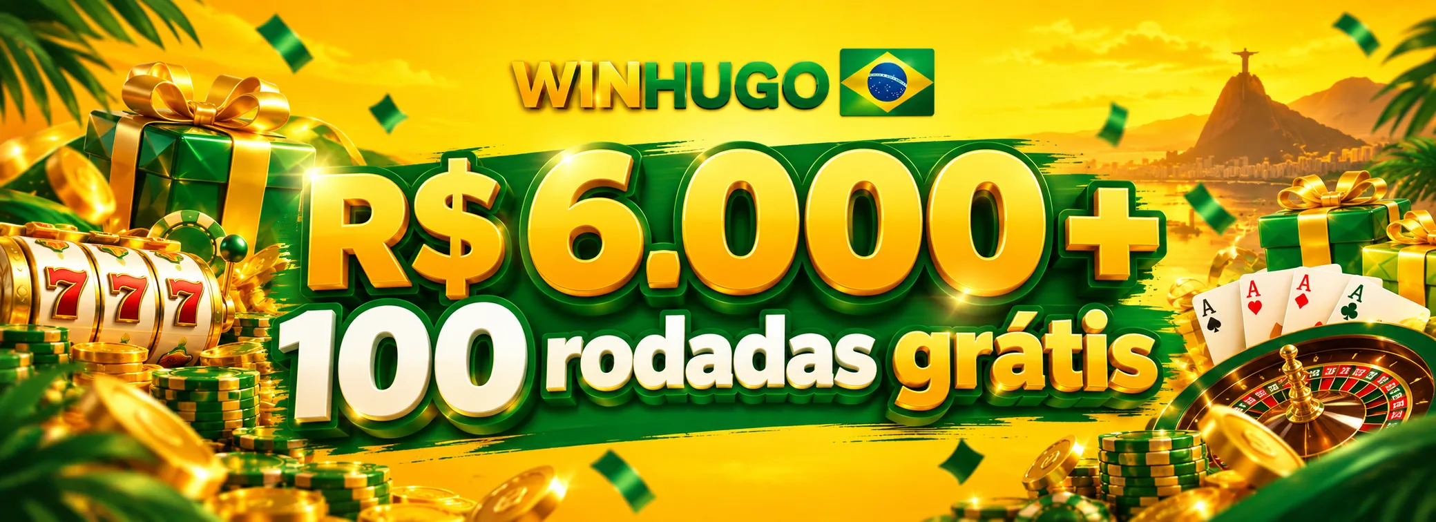 100% até R$ 6.000 + 100 rodadas grátis